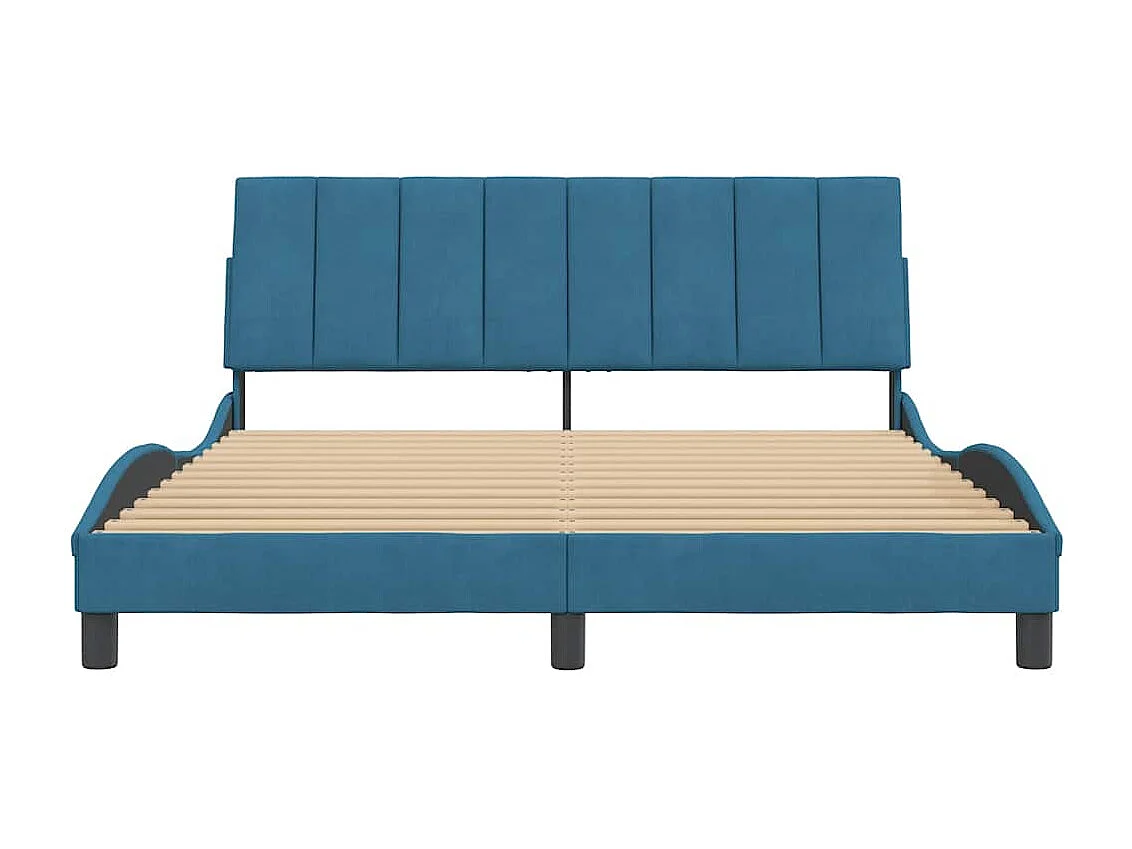 Cadre de lit sans matelas Hanko bleu 160x200 cm velours