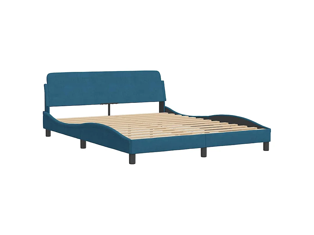 Bedframe zonder matras "Hanko" fluweel blauw 160x200 cm