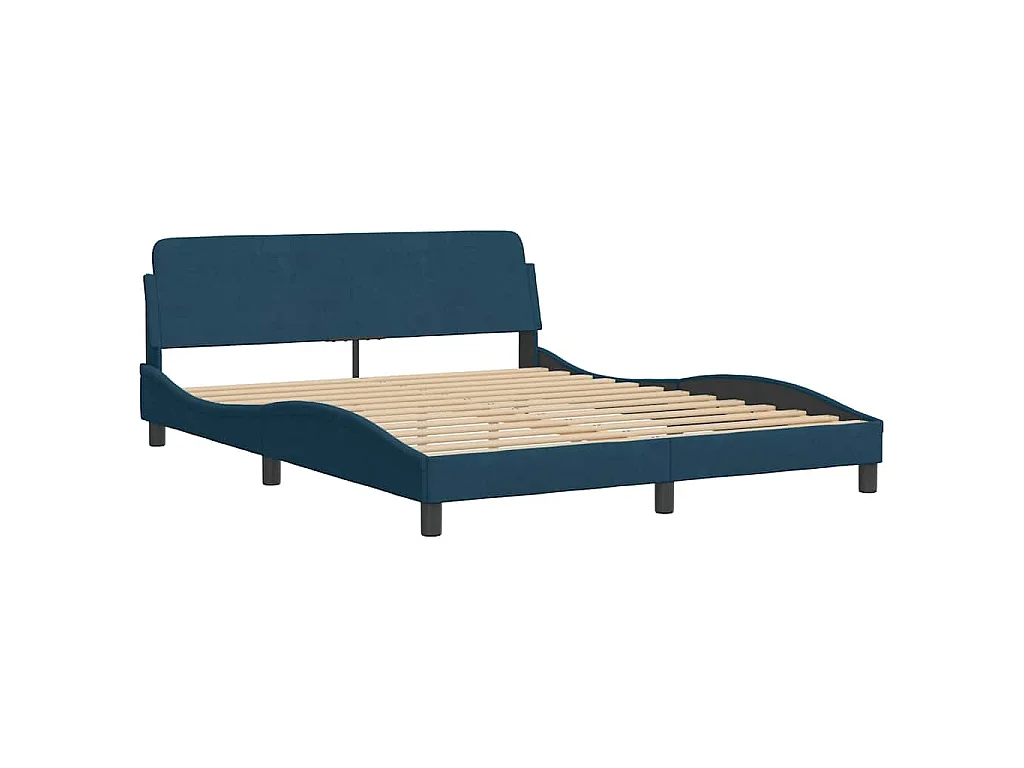 Cadre de lit sans matelas Hanko bleu 160x200 cm velours