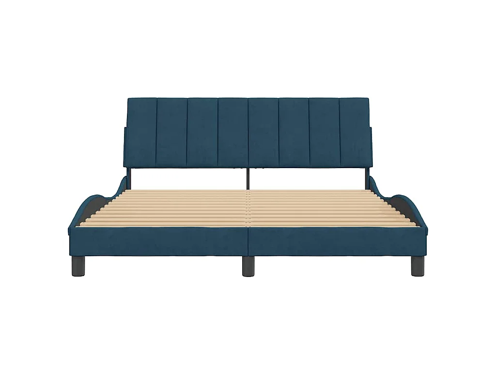 Cadre de lit sans matelas Hanko bleu 160x200 cm velours