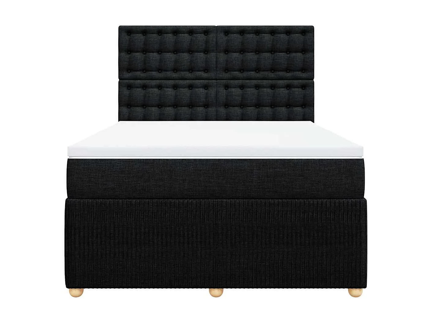 Sommier à lattes de lit avec matelas Noir 140x190 cm Tissu