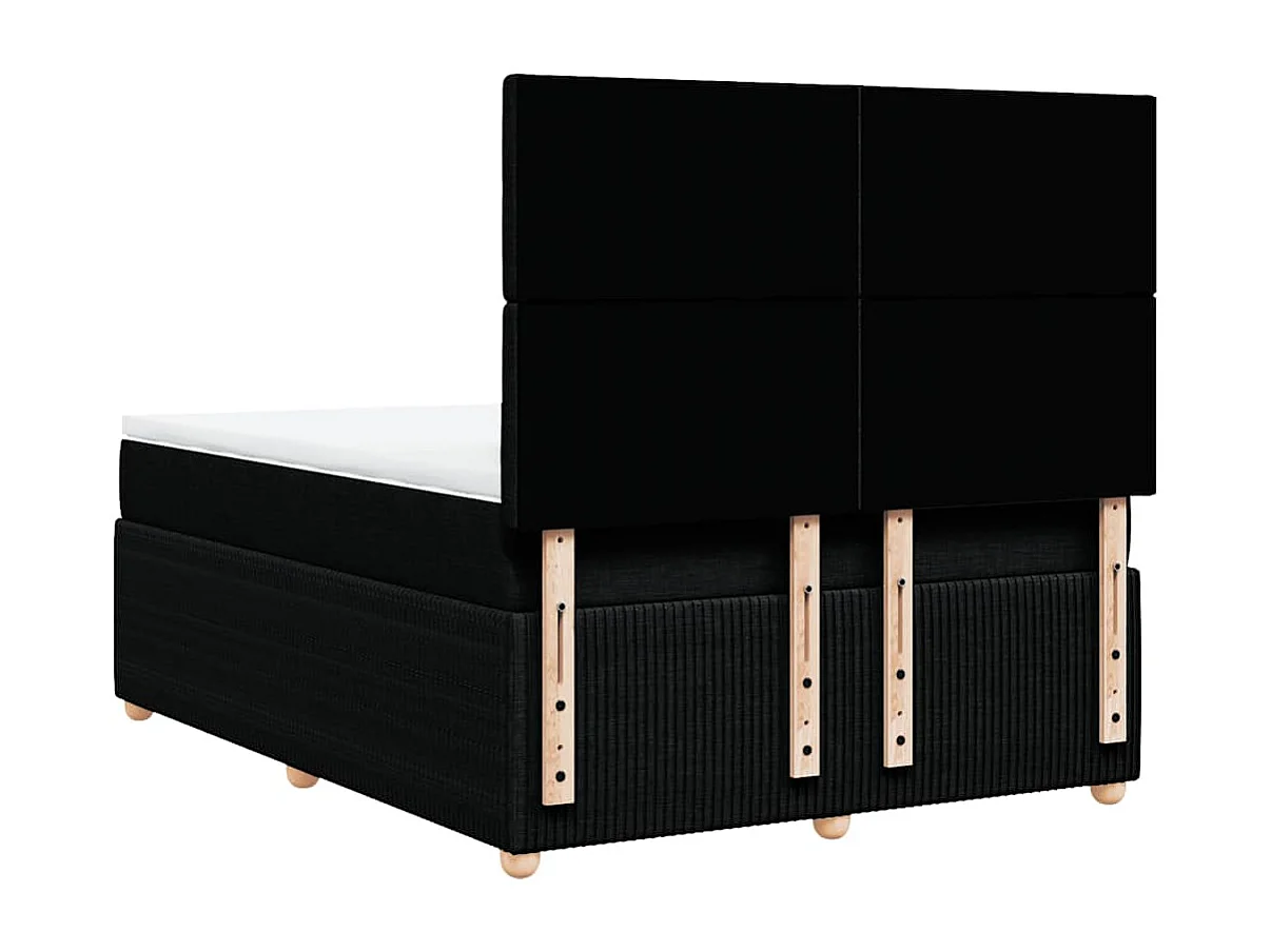 Sommier à lattes de lit avec matelas Noir 140x190 cm Tissu