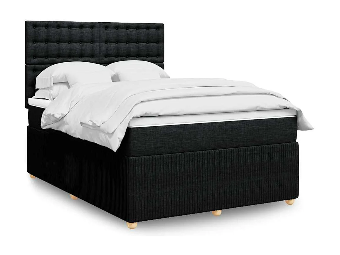 Boxspringbett mit Matratze Schwarz 140x190 cm Stoff