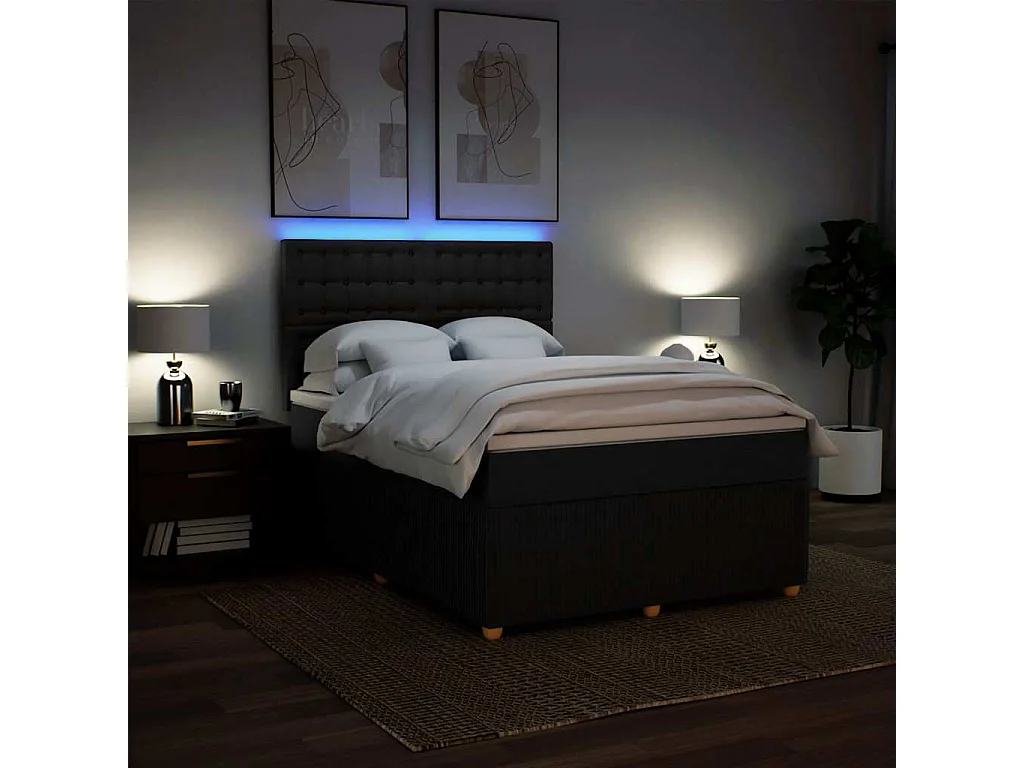 Boxspringbett mit Matratze Schwarz 140x190 cm Stoff