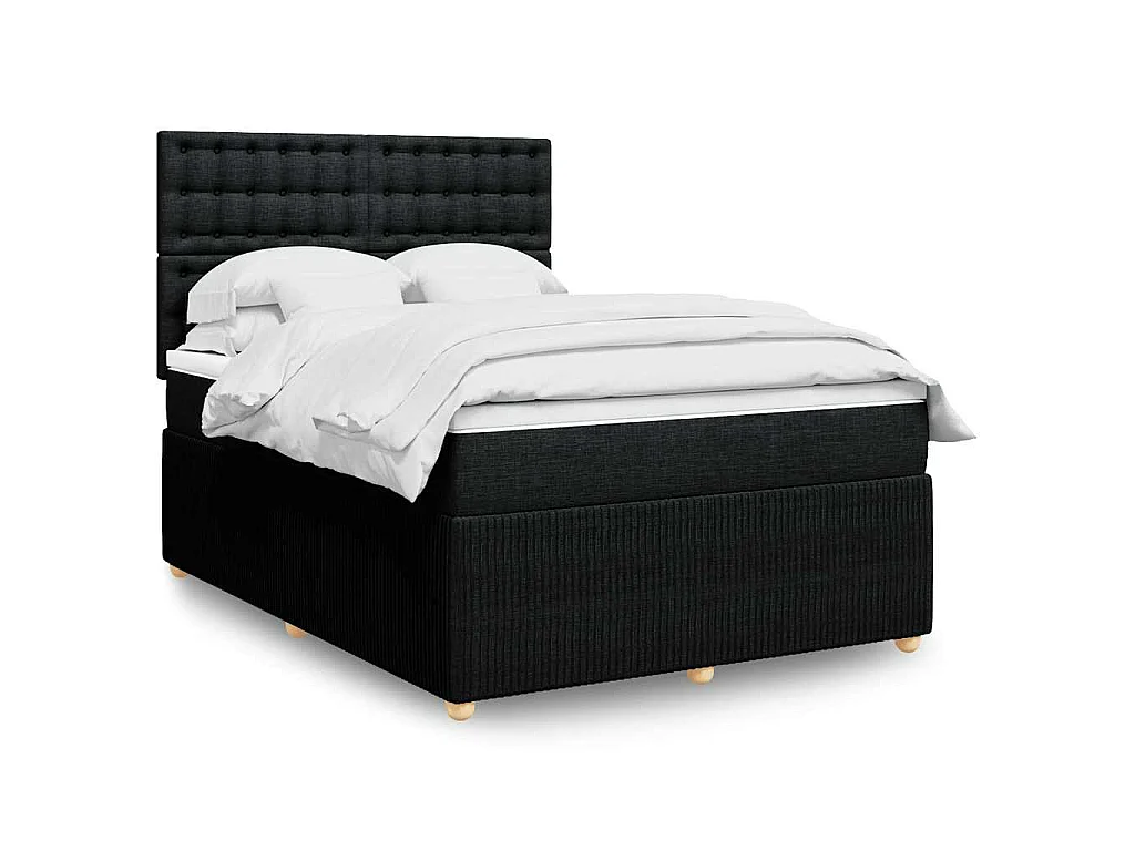 Cama com molas/colchão 140x190 cm tecido preto