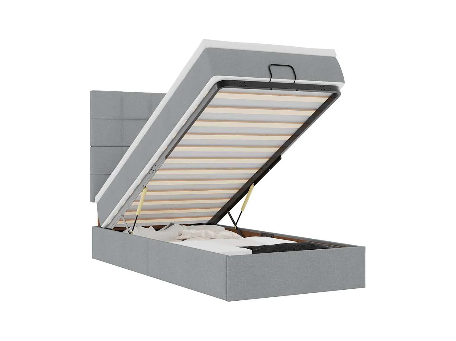 Pouf Letto con Materasso Grigio Chiaro 90x200 cm in Tessuto