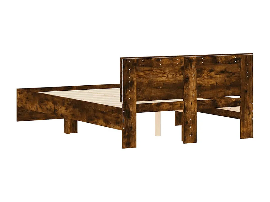 Cadre de lit avec tête de lit et LED chêne fumé 140x190 cm