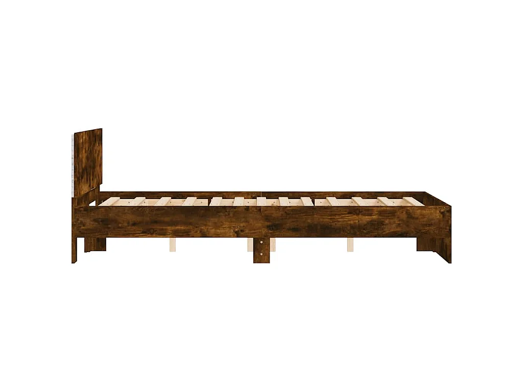 Bedframe met hoofdeinde en LED gerookt eikenkleurig 140x190 cm