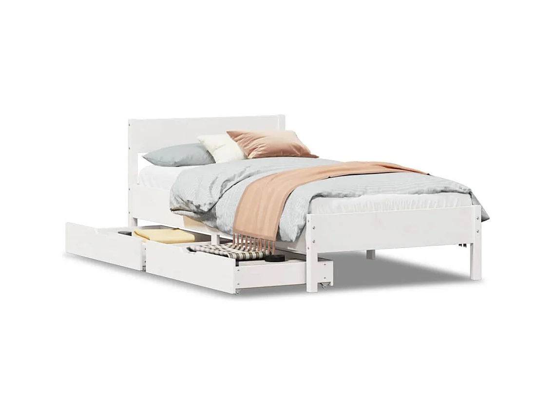 Cadre de lit sans matelas blanc 90x190 cm bois de pin massif