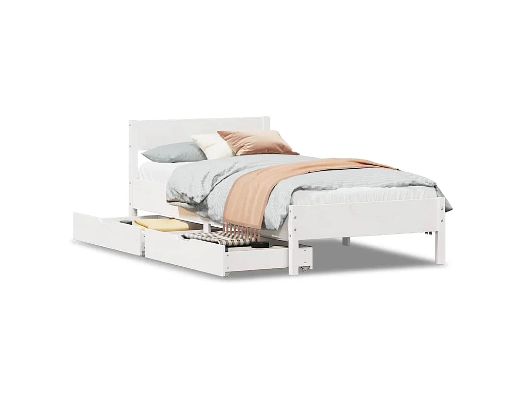 Cadre de lit sans matelas blanc 90x190 cm bois de pin massif