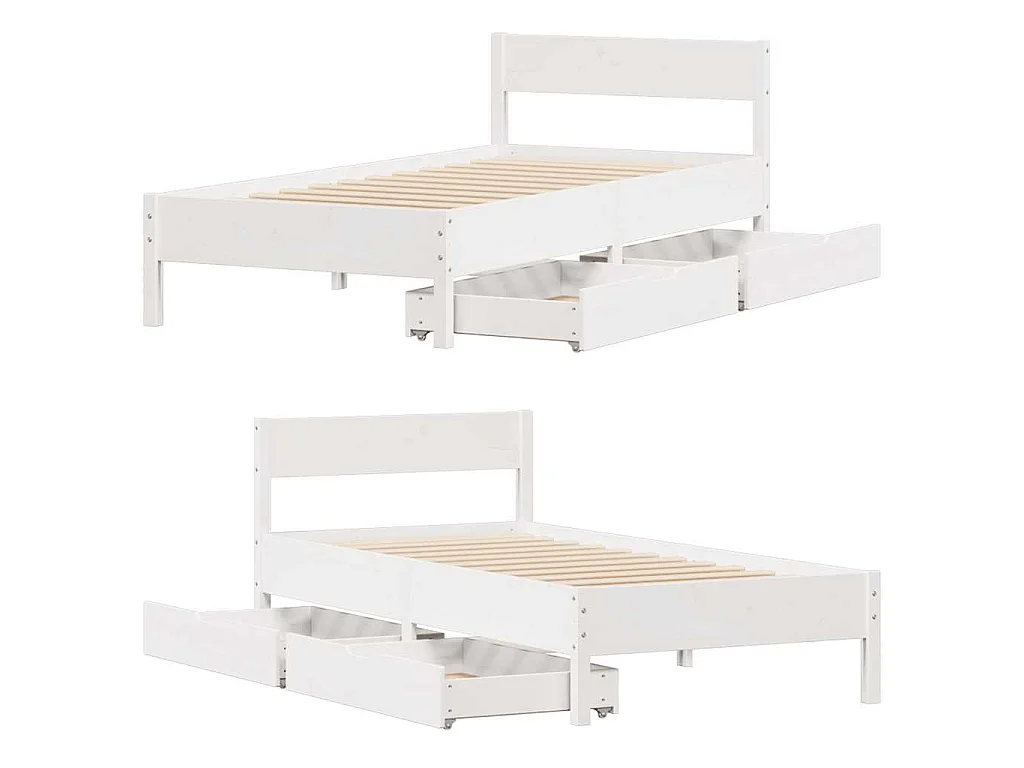 Cadre de lit sans matelas blanc 90x190 cm bois de pin massif