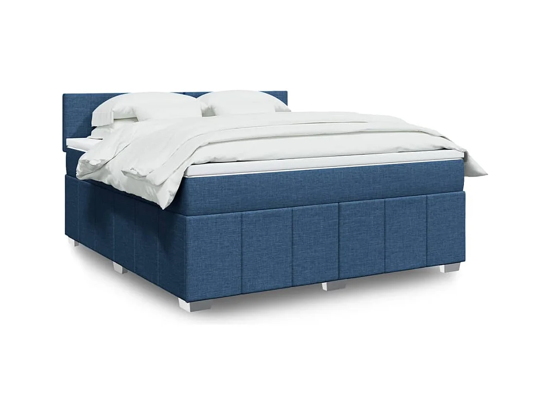 Sommier à lattes de lit avec matelas Bleu 180x200 cm Tissu