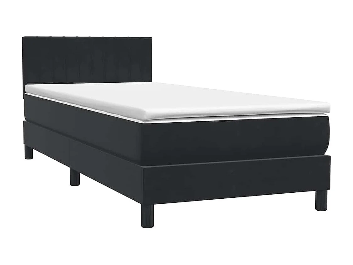 Letto a Molle con Materasso e LED Nero 90x210 cm in Velluto