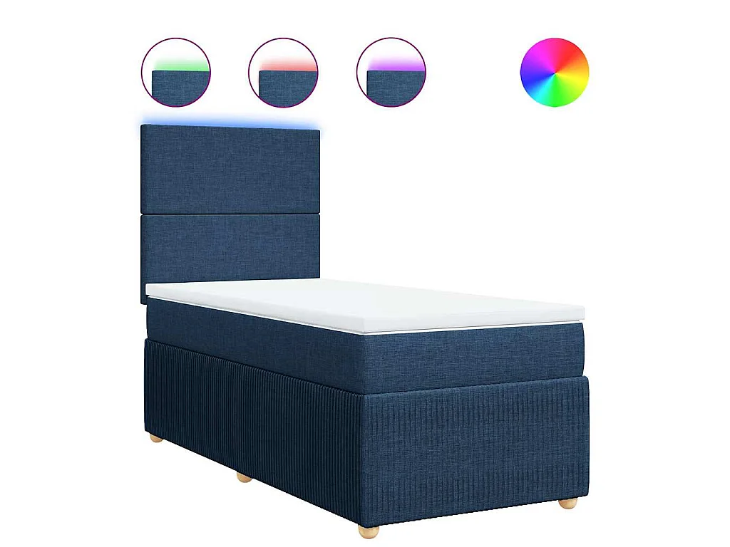 Boxspringbett mit Matratze Blau 90x190 cm Stoff