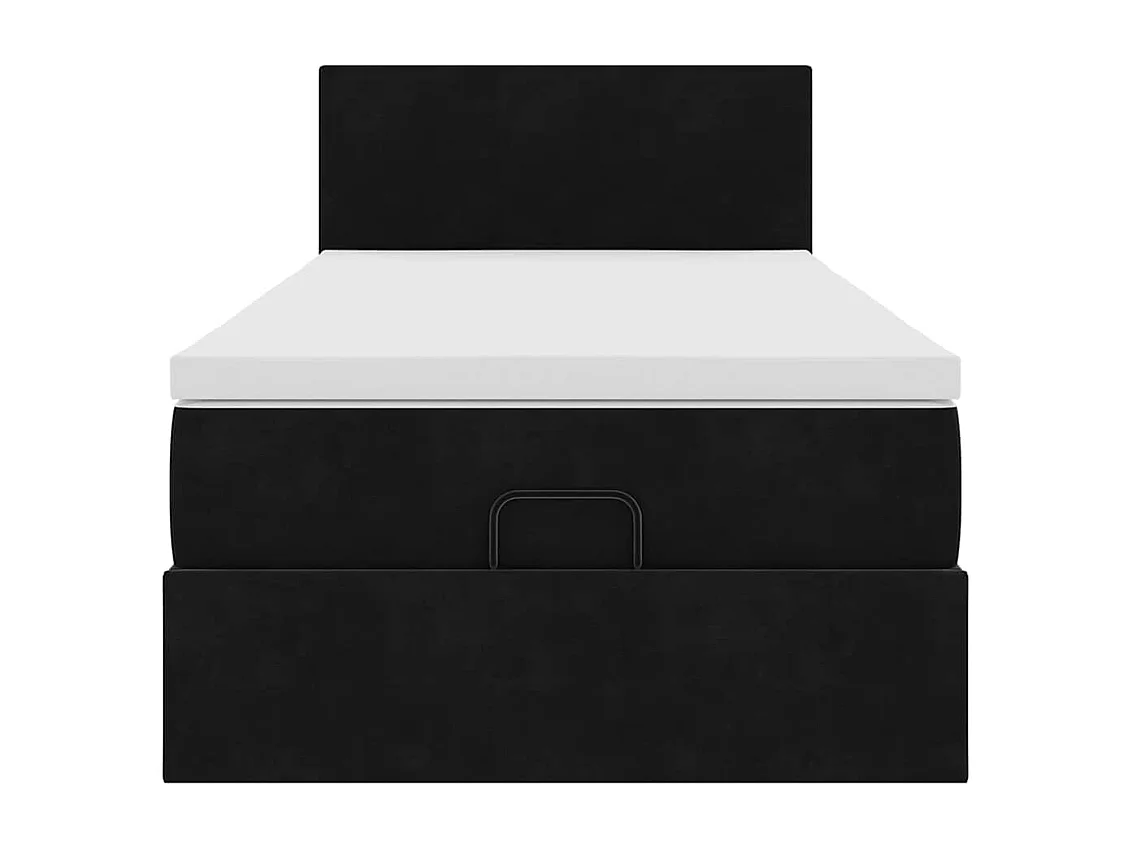 Ottoman-Bett mit Matratze & LEDs Schwarz 90x190 cm Samt