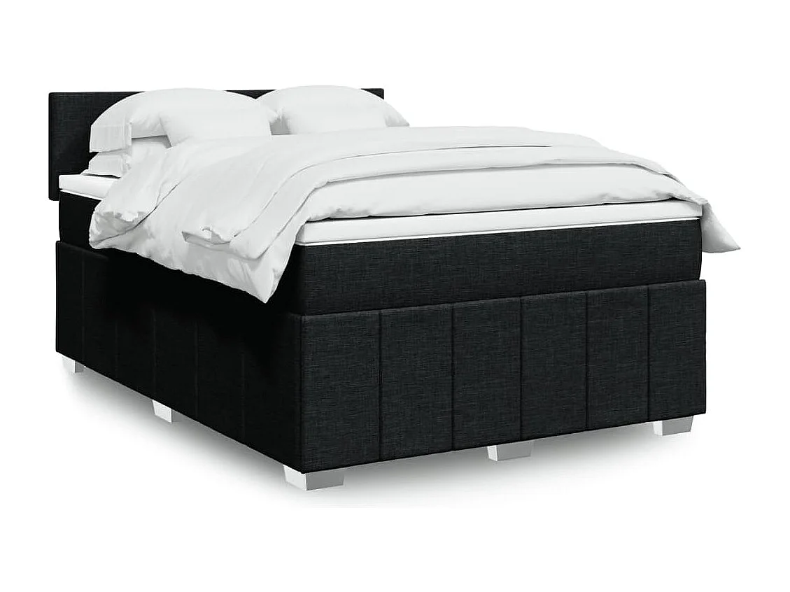 Sommier à lattes de lit avec matelas Noir 160x200 cm Tissu