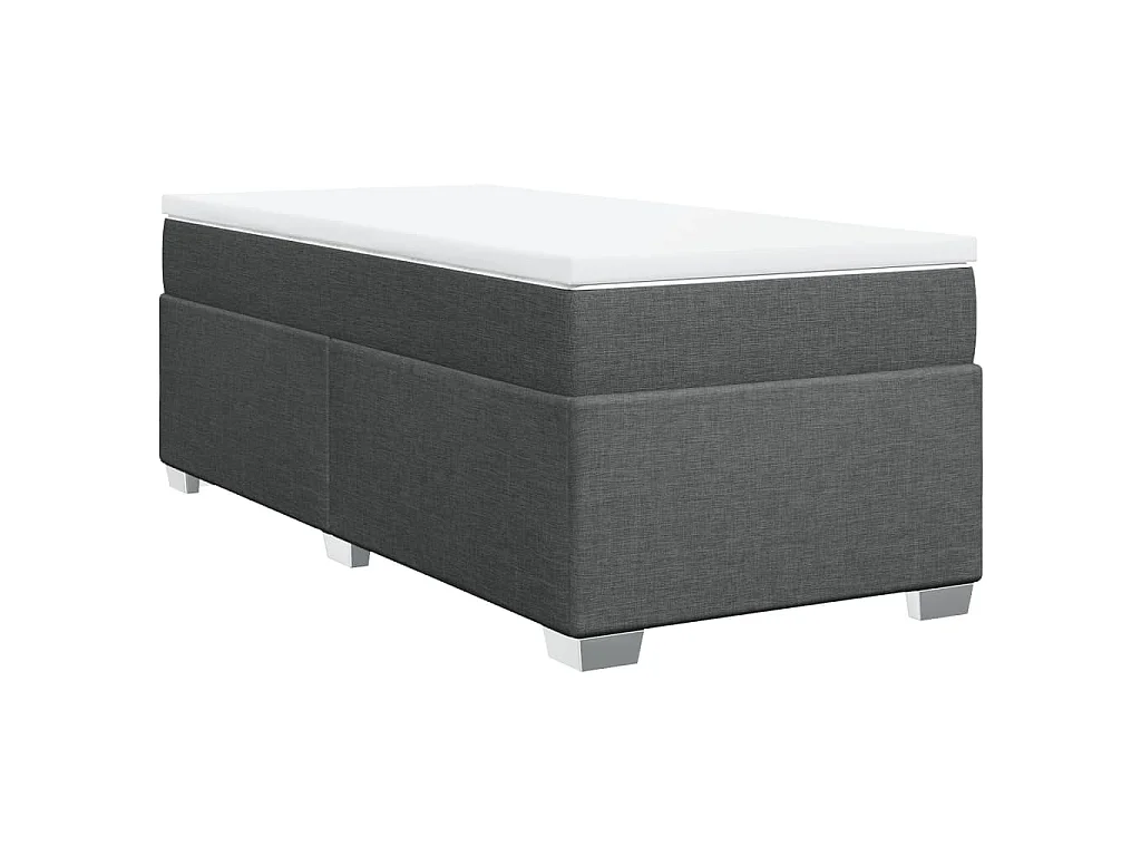 Cama box spring con colchón tela gris oscuro 100x200 cm