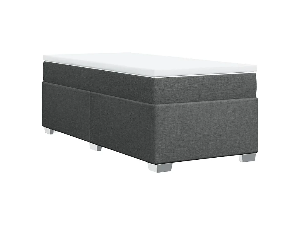 Cama box spring con colchón tela gris oscuro 100x200 cm