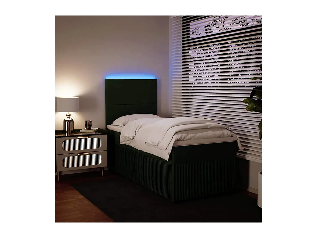 Sommier à lattes de lit avec matelas Vert foncé 90x200 cm