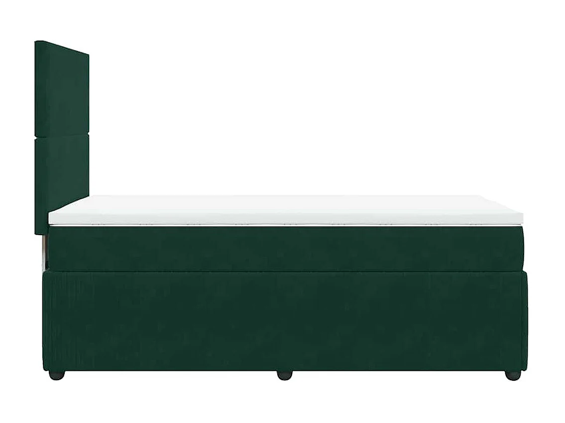 Cama box spring con colchón terciopelo verde oscuro 90x200 cm