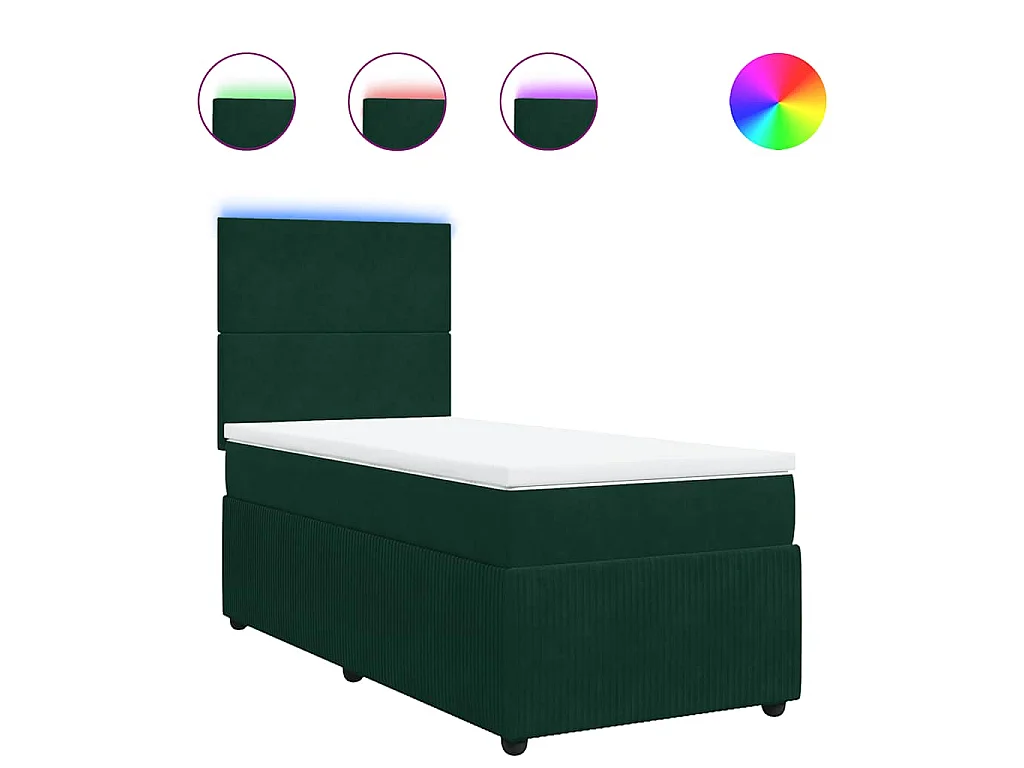 Cama box spring con colchón terciopelo verde oscuro 90x200 cm