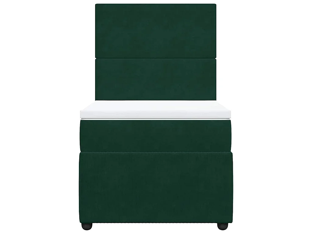 Cama box spring con colchón terciopelo verde oscuro 90x200 cm