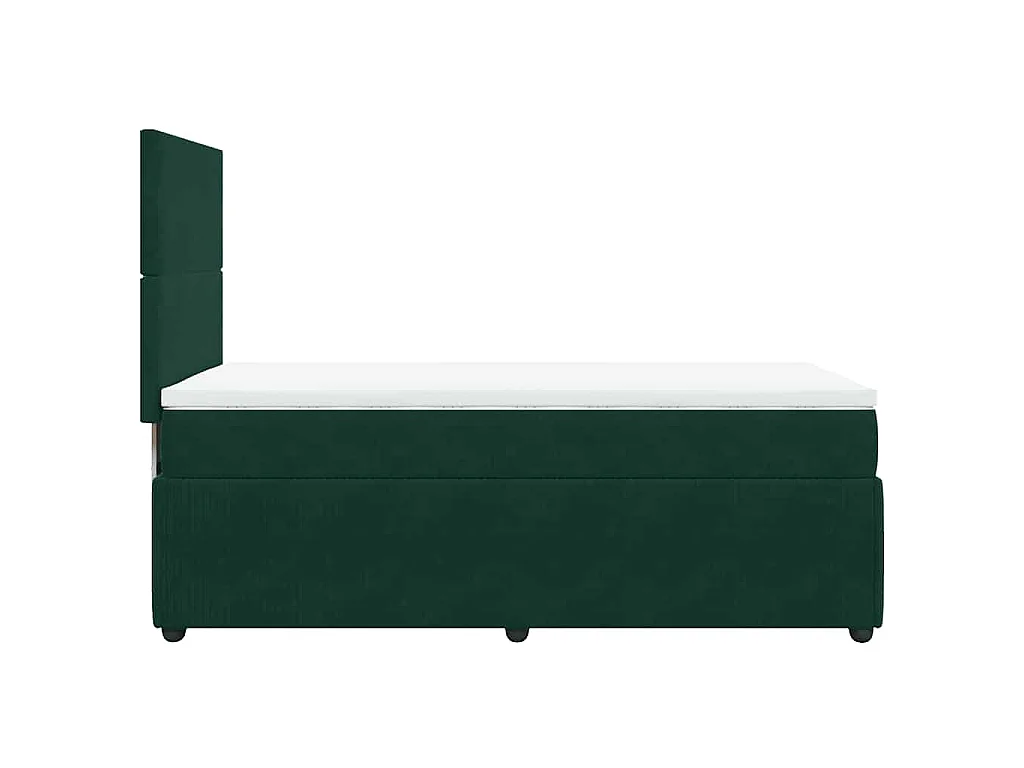 Cama box spring con colchón terciopelo verde oscuro 90x200 cm