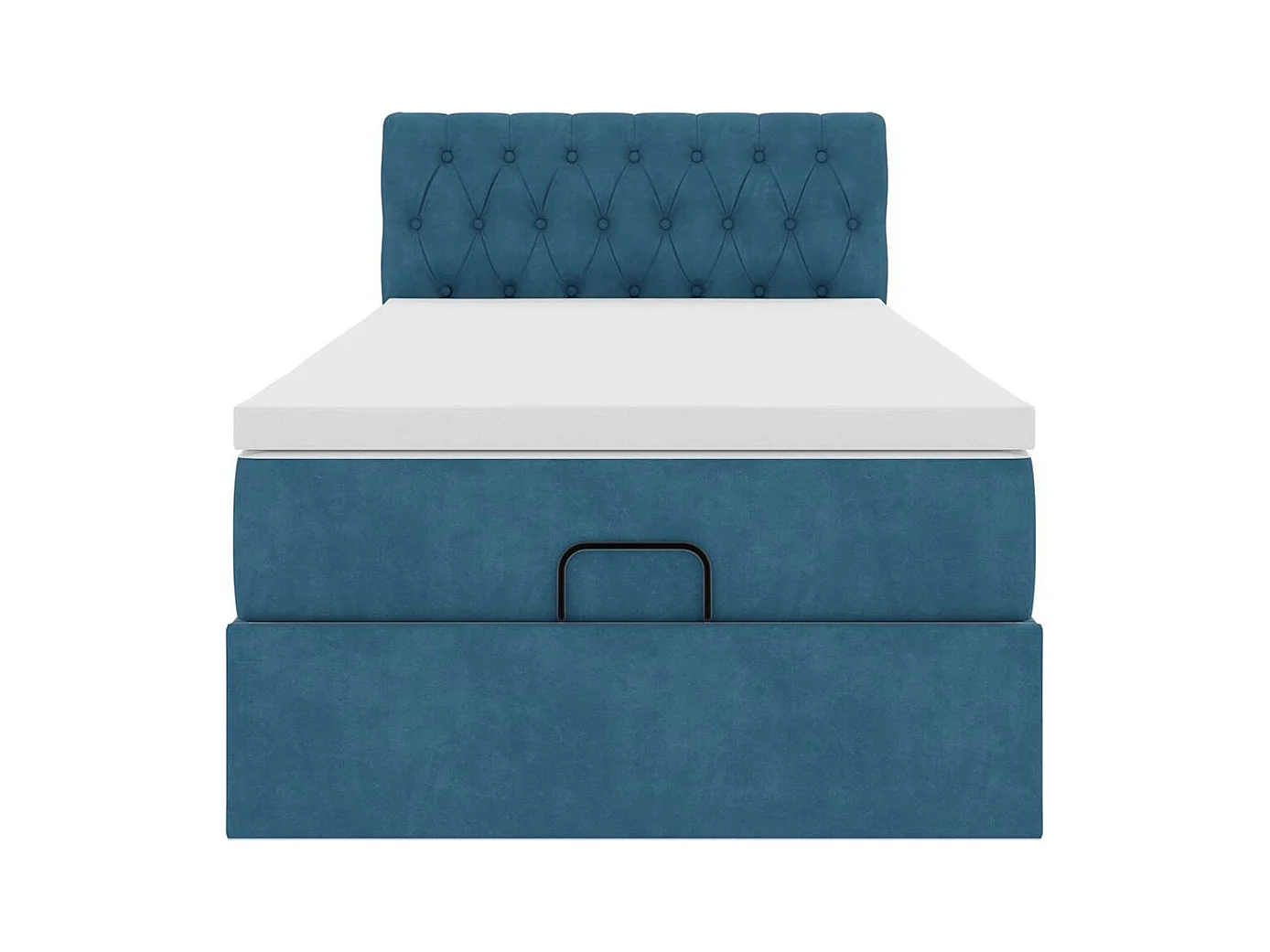 Ottoman bed met matras 90x200cm fluweel donkerblauw