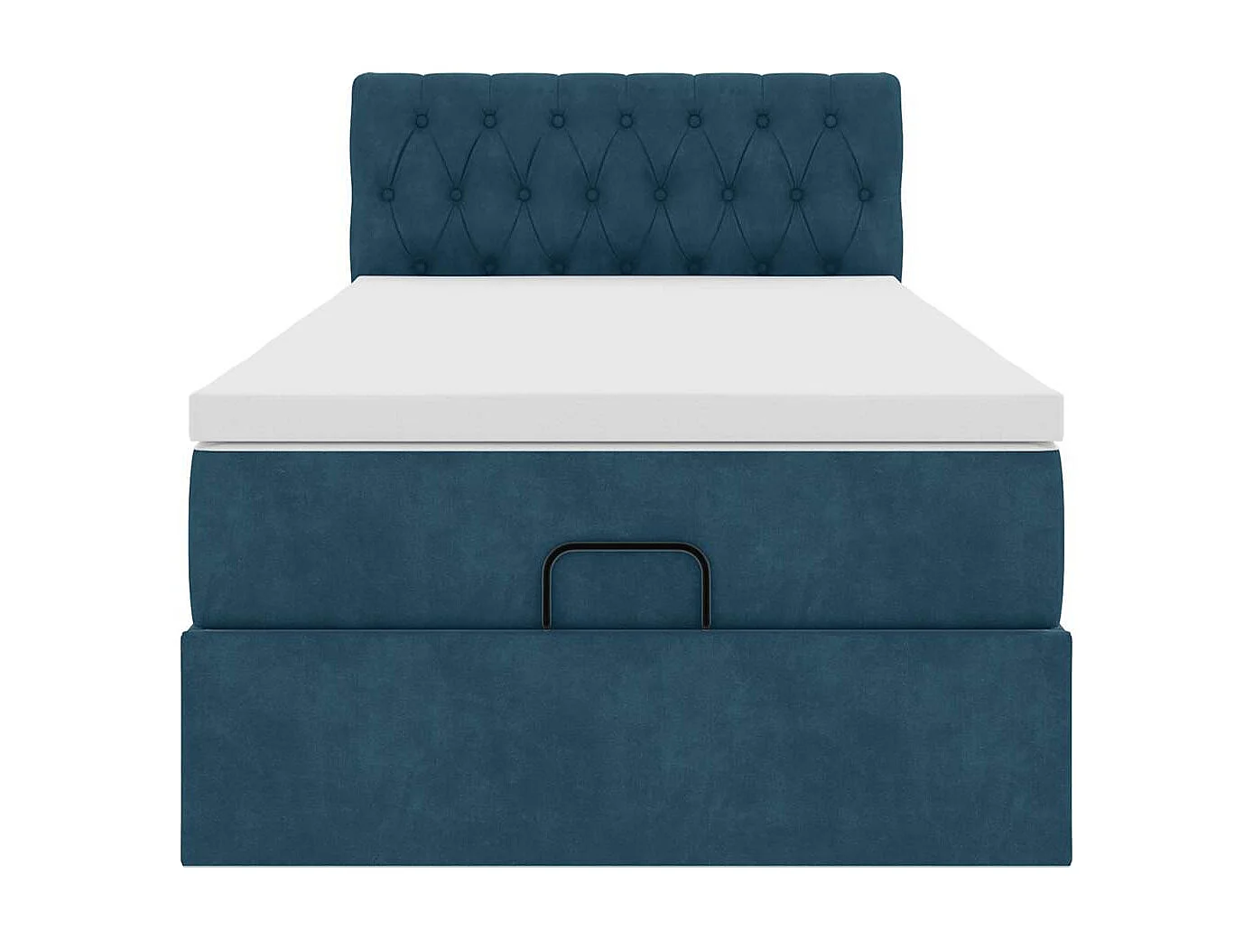 Cadre de lit ottoman avec matelas bleu foncé 90x200 cm velours