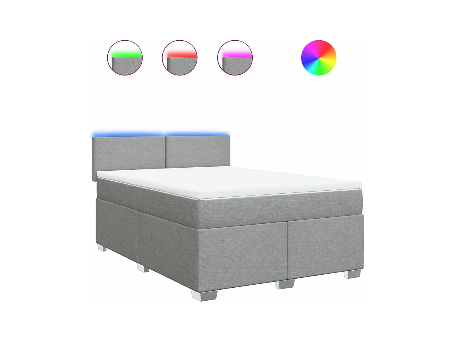 Sommier à lattes de lit avec matelas Gris clair 140x190cm Tissu