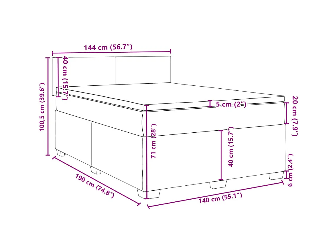 Sommier à lattes de lit avec matelas Gris clair 140x190cm Tissu