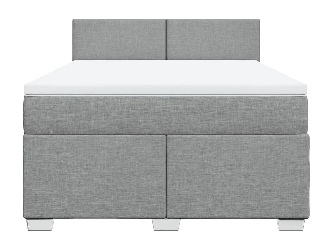 Sommier à lattes de lit avec matelas Gris clair 140x190cm Tissu