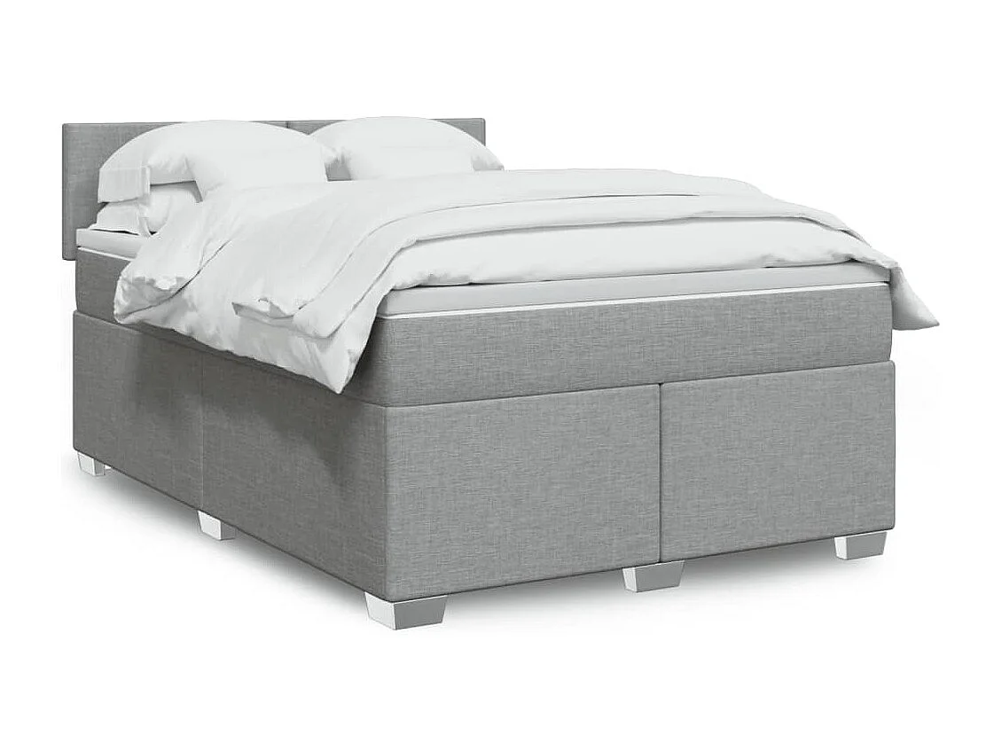 Boxspring met matras stof lichtgrijs 140x190 cm