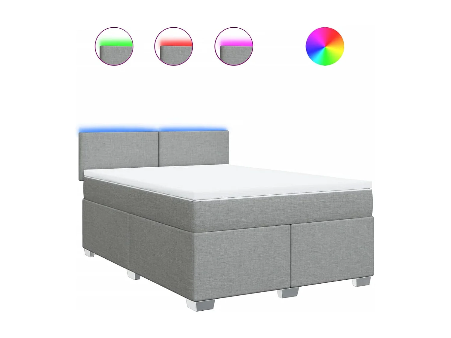 Sommier à lattes de lit avec matelas Gris clair 140x190cm Tissu