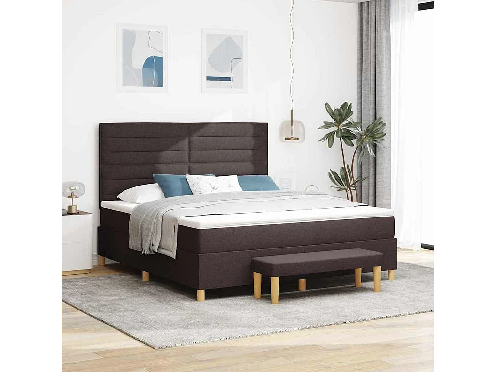 Boxspring bed met matras Donkerbruin 180 x 200 cm Stof