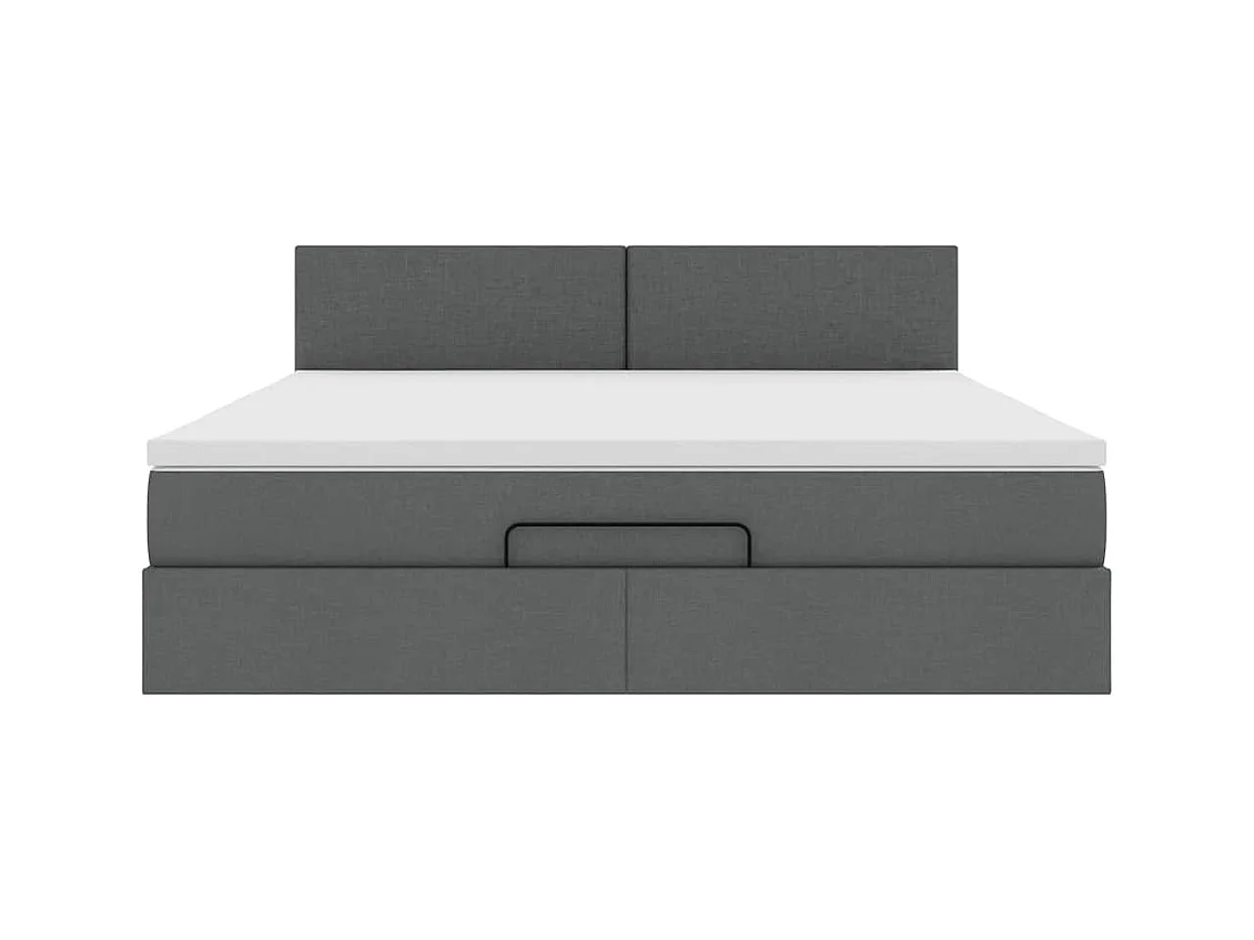 Cadre de lit ottoman avec matelas gris foncé 160x200cm tissu