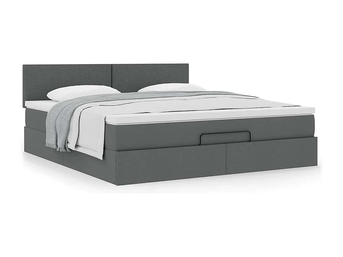 Ottoman-Bett mit Matratze Dunkelgrau 160x200 cm Stoff
