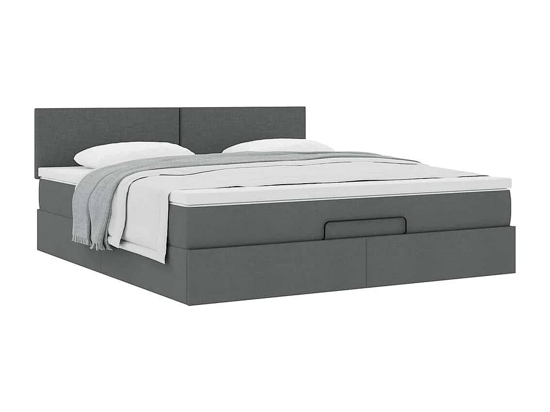 Ottoman-Bett mit Matratze Dunkelgrau 160x200 cm Stoff