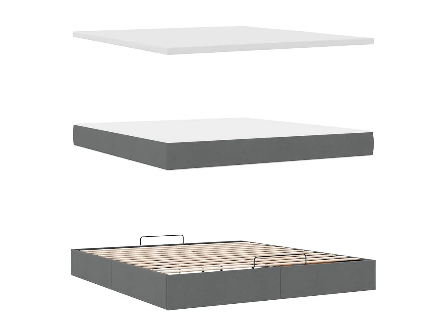 Ottoman-Bett mit Matratze Dunkelgrau 160x200 cm Stoff
