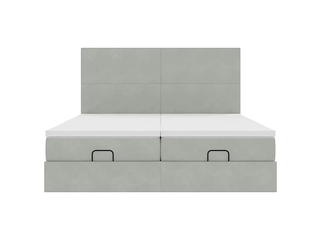 Estructura cama otomana colchones terciopelo gris claro