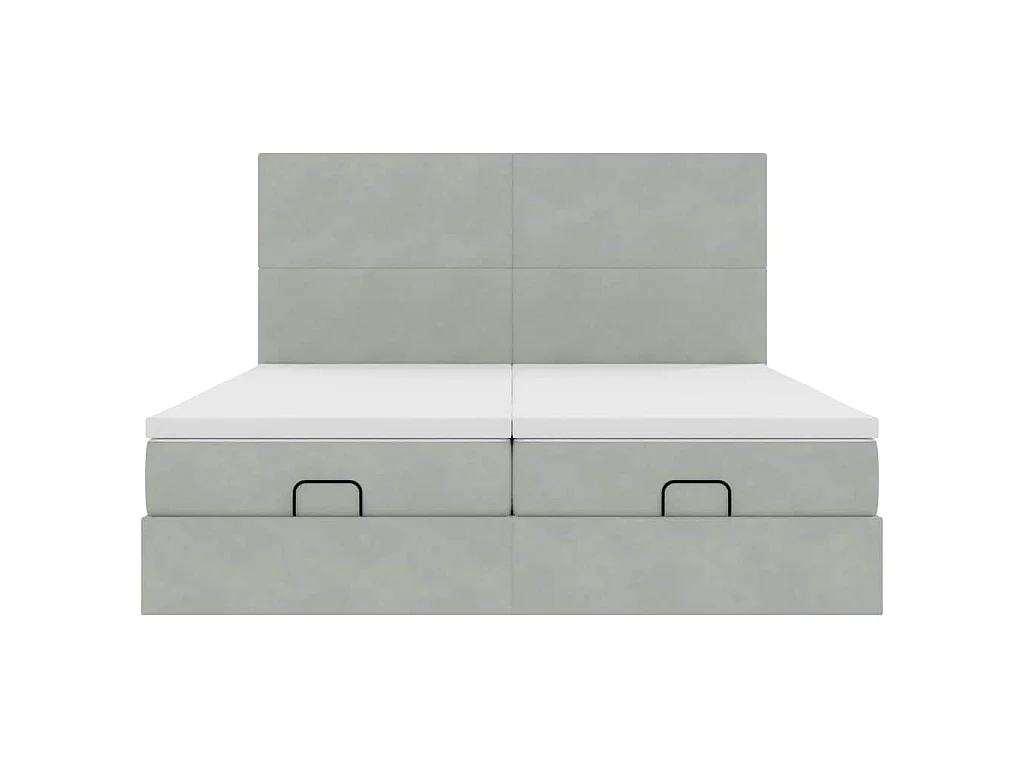Estructura cama otomana colchones terciopelo gris claro