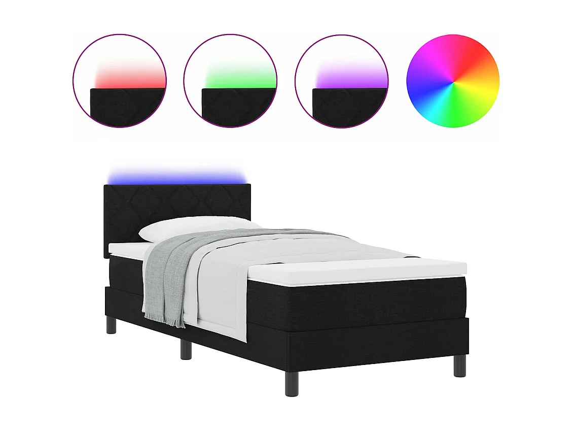 Letto a molle con materasso Nero 90 x 190 cm Tessuto