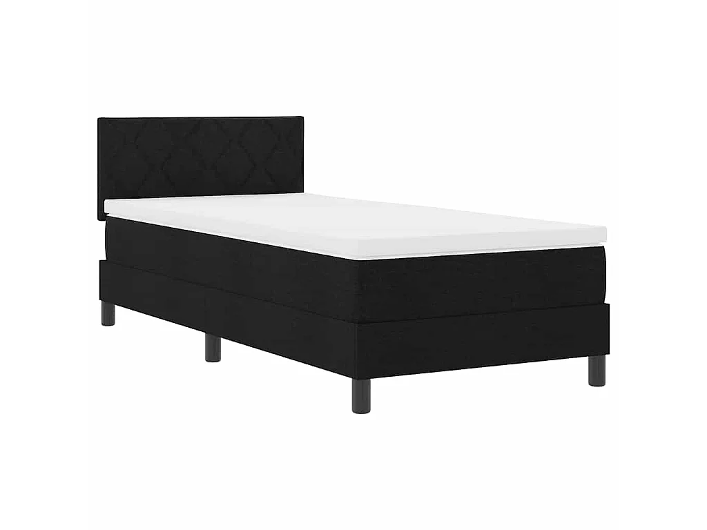 Boxspringbett mit Matratze mit LED Schwarz 90 x 190 cm Stoff