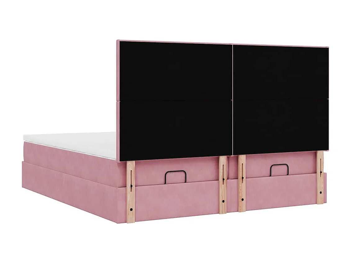 Struttura Letto Pouf con Materassi Rosa 180x200 cm Velluto