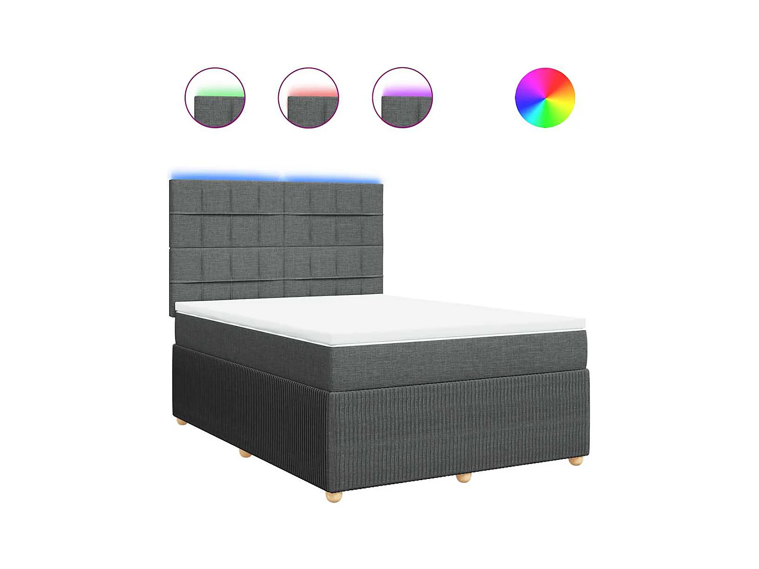 Sommier à lattes de lit avec matelas Gris foncé 140x190cm Tissu