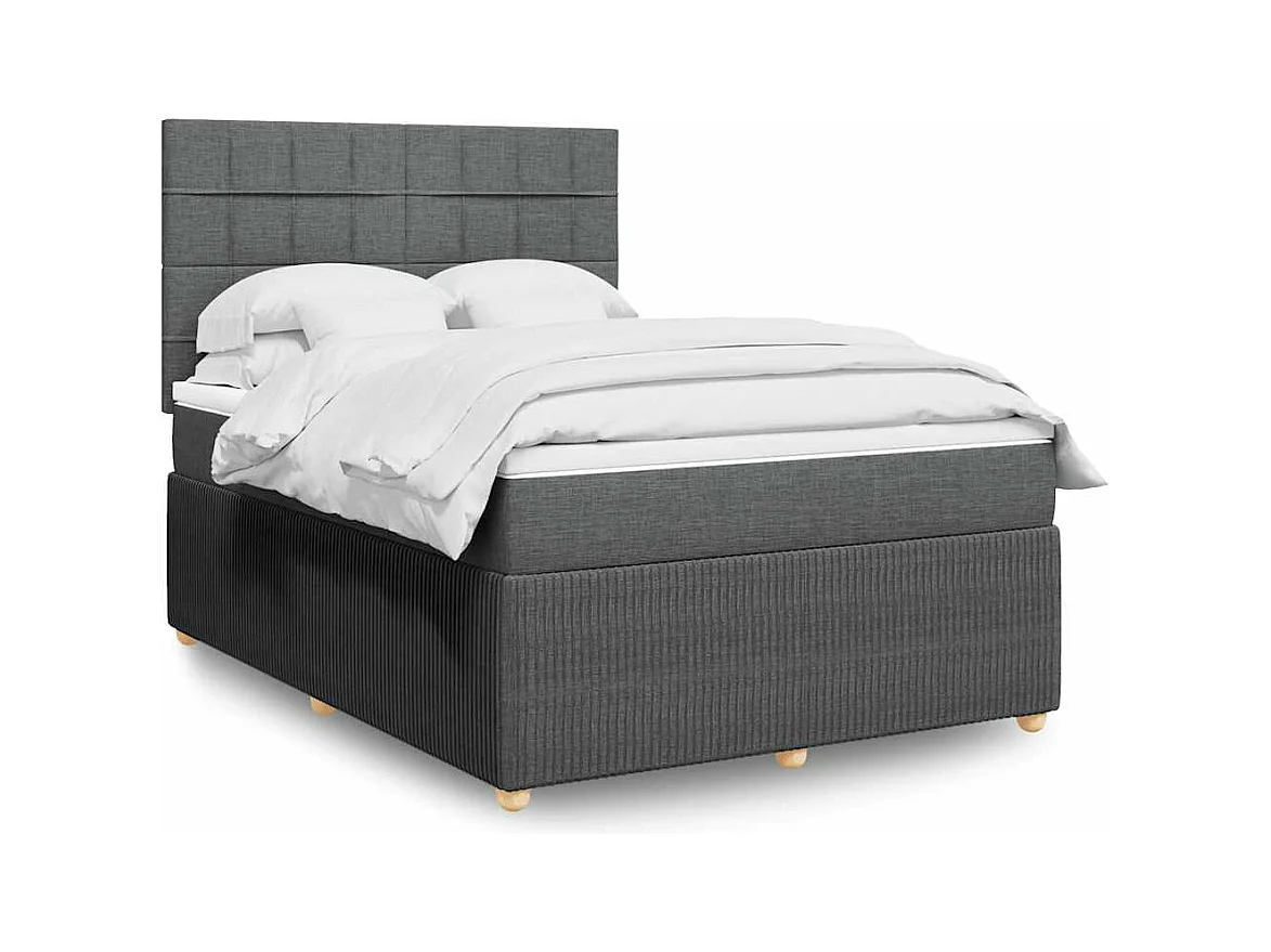 Giroletto a Molle con Materasso Grigio Scuro 140x190 cm Tessuto