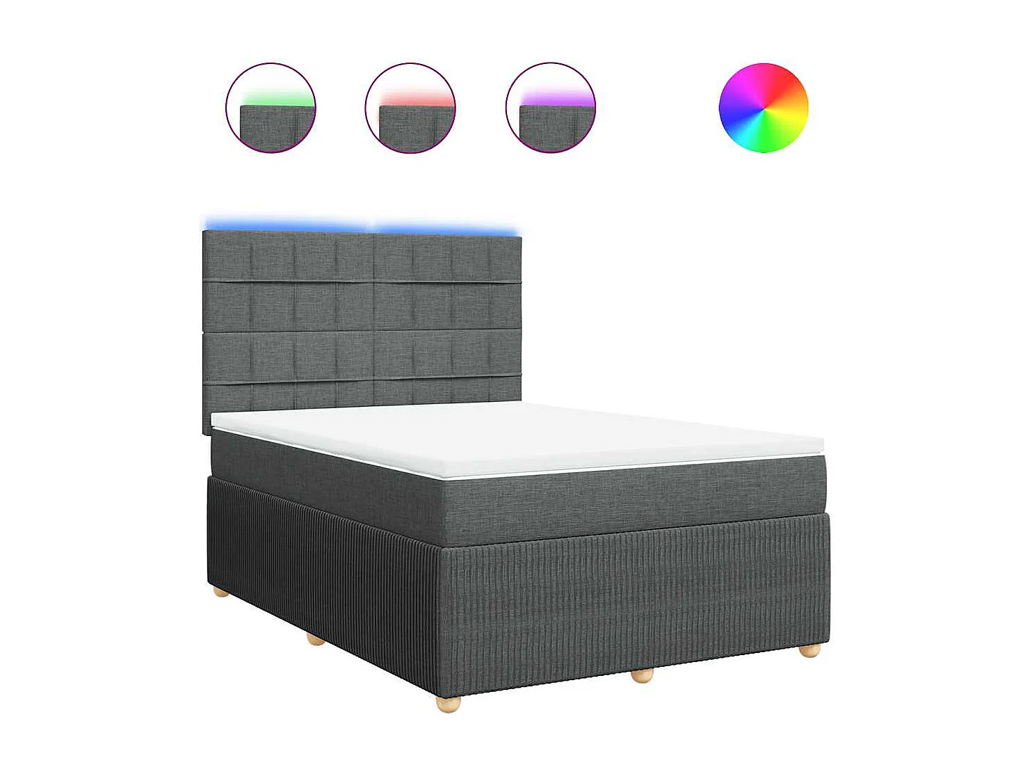 Boxspringbett mit Matratze Dunkelgrau 140x190 cm Stoff