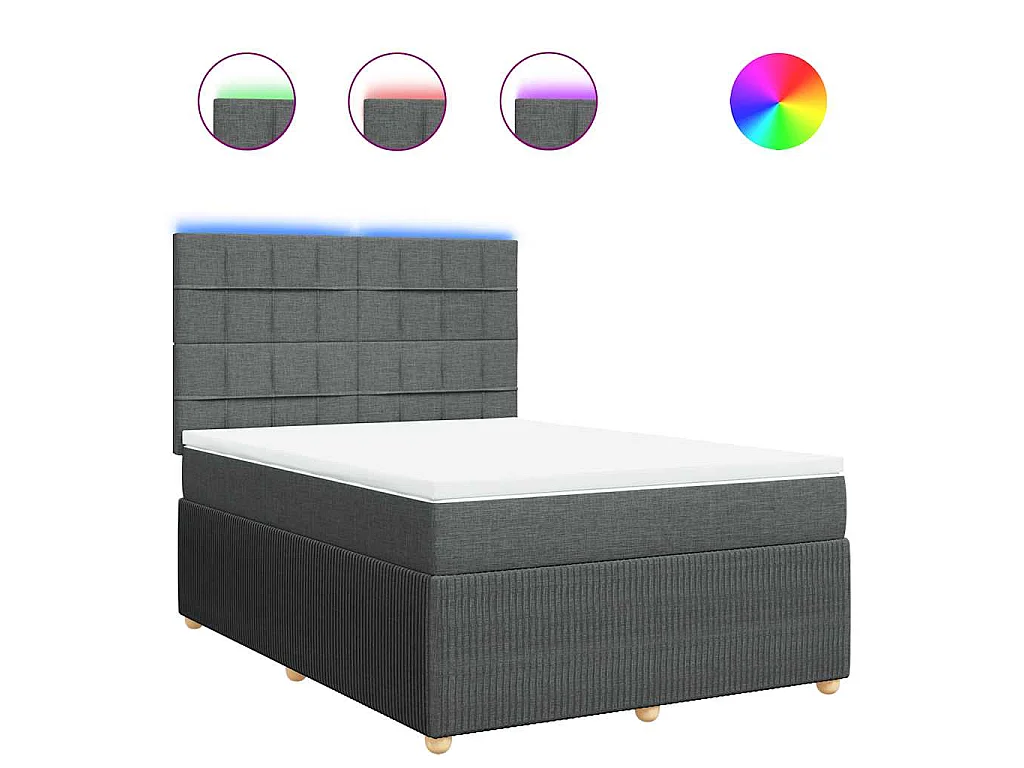 Boxspringbett mit Matratze Dunkelgrau 140x190 cm Stoff