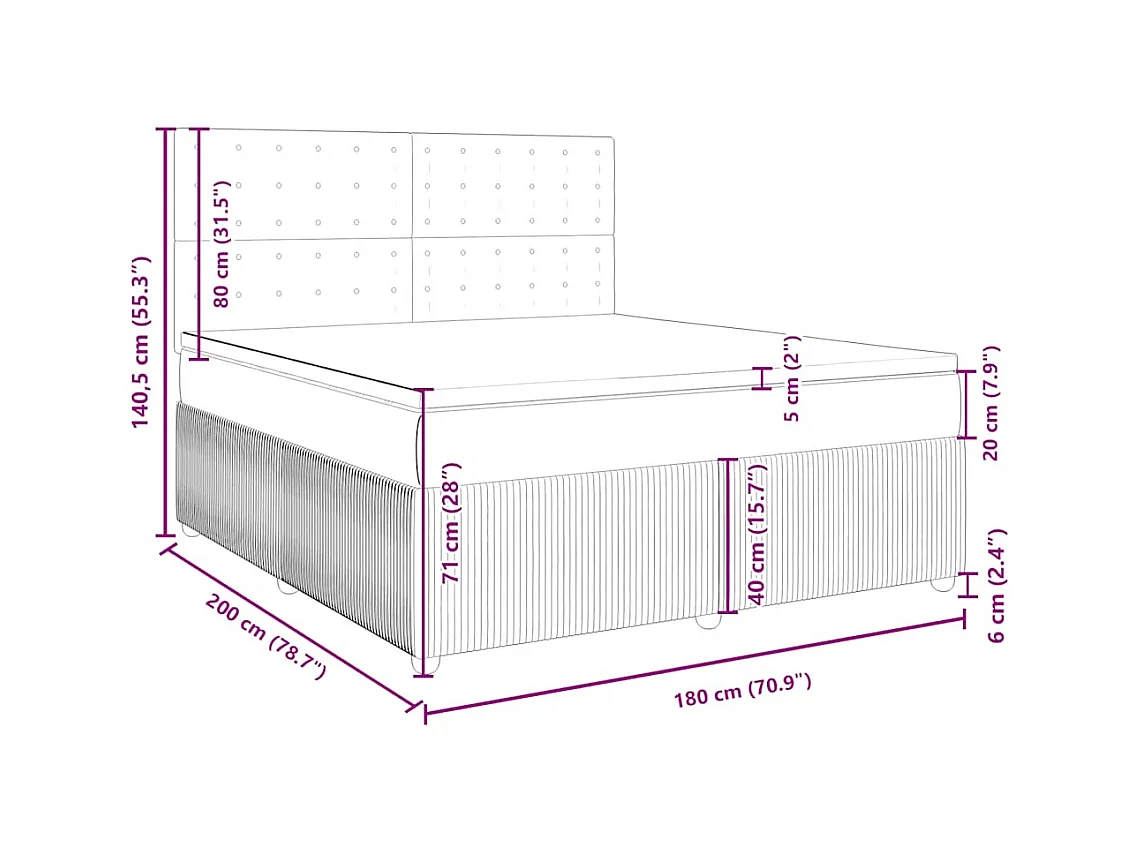 Boxspring met matras stof donkergrijs 180x200 cm