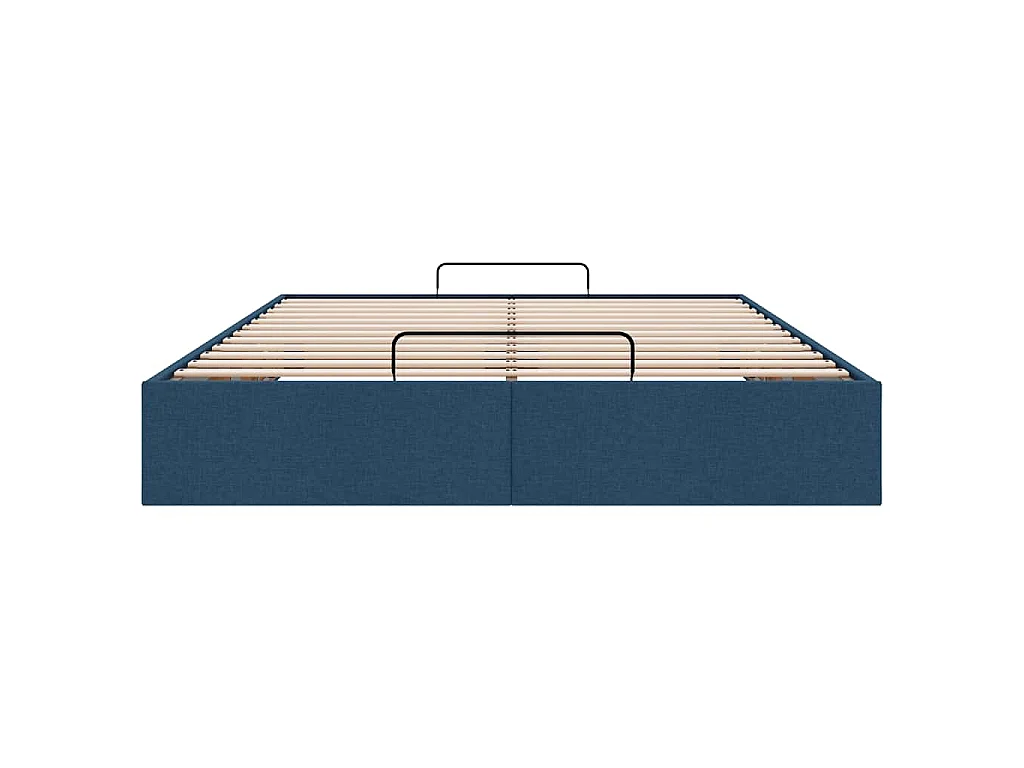 Cadre de lit ottoman sans matelas bleu 140x190 cm tissu
